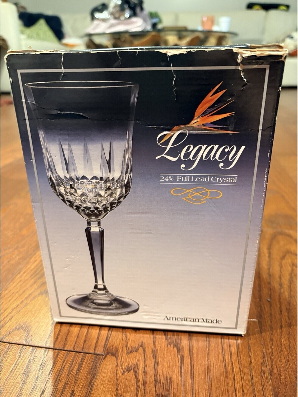 Anchor Hocking Legacy Crystal Water Wine Goblets Diamond Cut Set Of 4